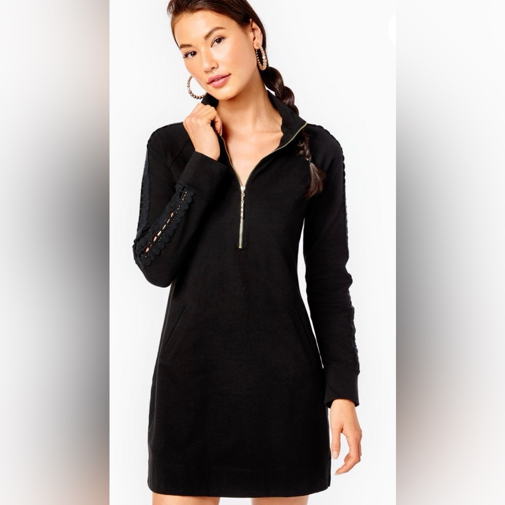 Lilly Pulitzer Black Quarter-Zip Skipper Dress